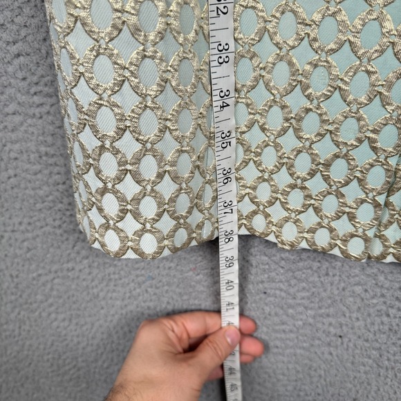 Lauren Ralph Lauren Dress Womens 10 Mint Green Gold Jacquard Brocade Party Glam - Picture 13 of 14